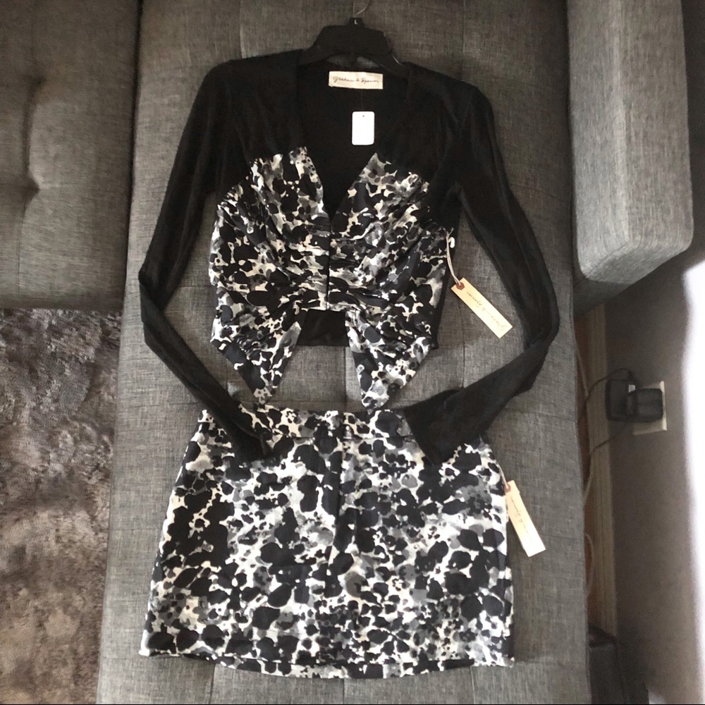 NEW $235 Graham & Spencer silk outfit Sz XS Extra Small